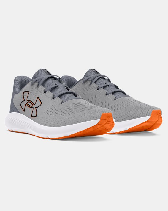Men's UA Charged Pursuit 3 Big Logo Running Shoes in Gray image number 3